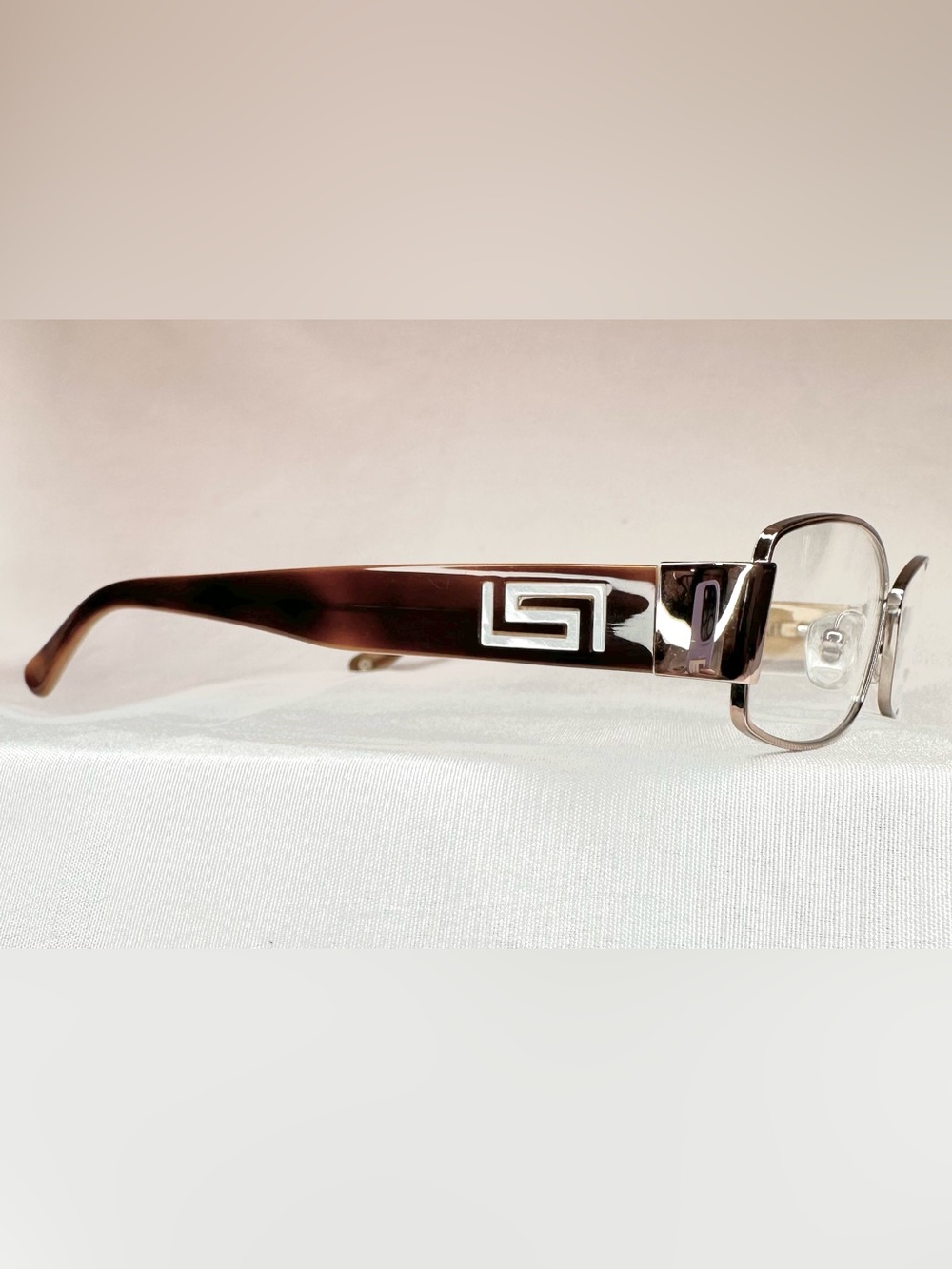 NEW! Versace Women's Metal Frame Glasses in Beige and Silver